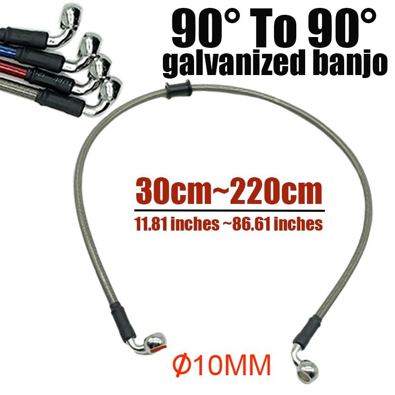 Braided Line - สายเบรกจักรยานสกปรกรถจักรยานยนต์10มม. 90องศาสายถักท่อไฮดรอลิกแบนโจ300มม.-2200มม. สำหรับการแข่งรถสากล