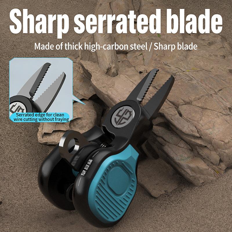Fishing Line Cutter - กรรไกรตัดสายเบ็ดตกปลาแบบพกพา ทำจากสแตนเลส ใบมีดหยัก ตัดสาย PE อุปกรณ์ตกปลาขนาดเล็กสำหรับกิจกรรมกลางแจ้ง