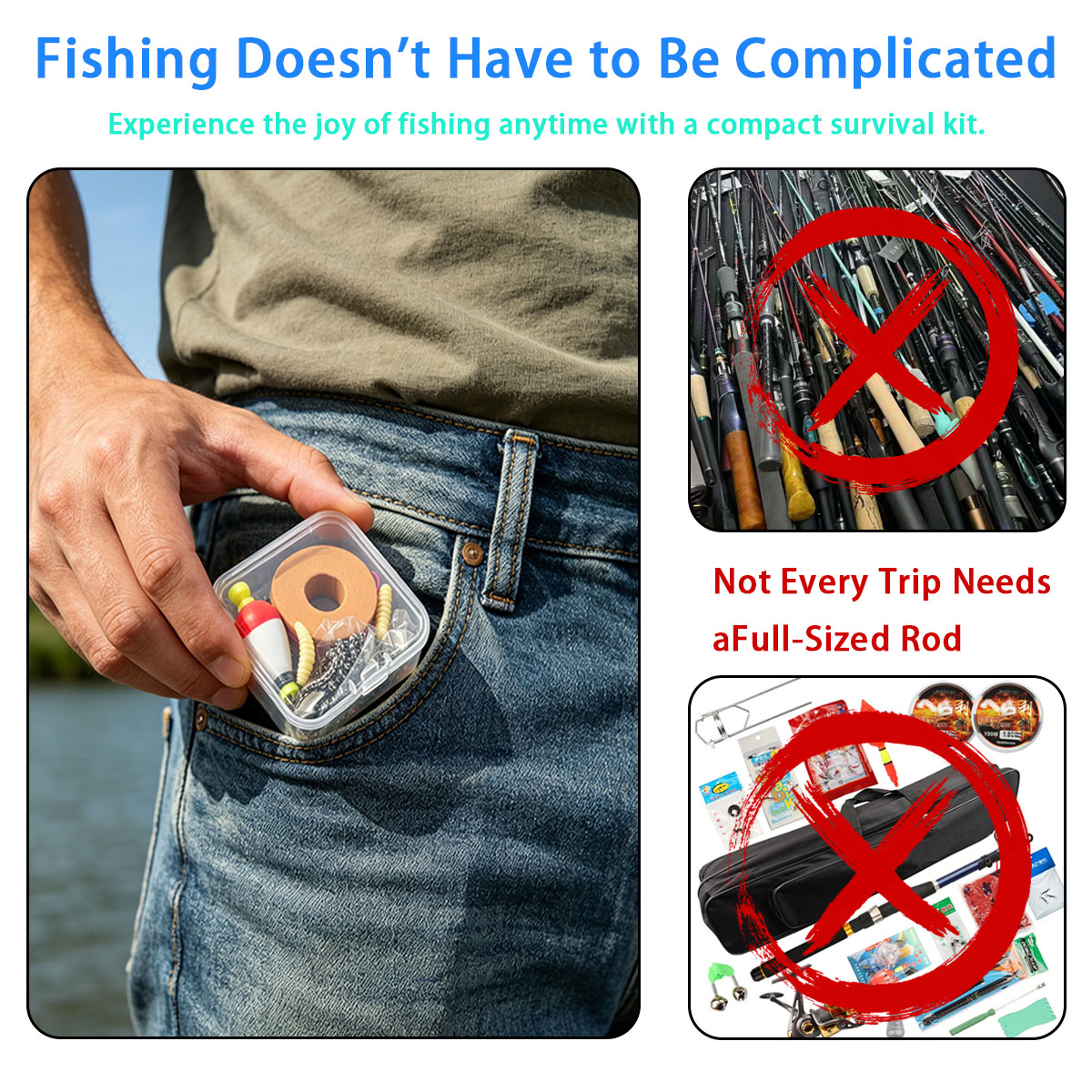 ชุดอุปกรณ์ตกปลาฉุกเฉินแบบพกพา， - Fishing Line Box บทวิจารณ์และราคา